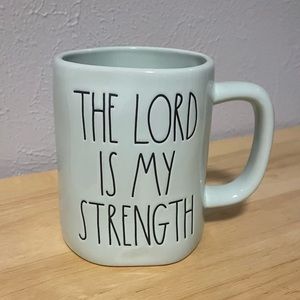 NWT Rae Dunn pale green THE LORD IS MY STRENGTH mug